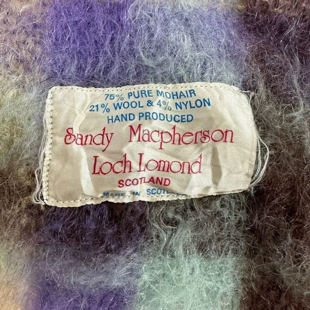 Sandy Macpherson Loch Lomond Women's Scarf Checker‎ Plaid Scottish Mohair Frige